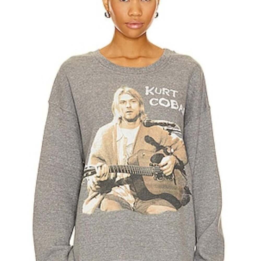 DAYDREAMER Kurt Cobain Guitar Graphic Sweatshirt Gray